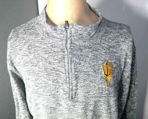 ARIZONA STATE SUN DEVILS gray 1/4 zip sweatshirt sweater men's 2XL ASU COLOSSEUM Cover