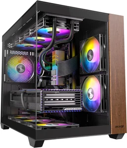 Custodia PC in legno di noce originale, preinstallata 4 ventole ARGB e PWM da 120 mm, Type-C Por - Foto 1 di 12