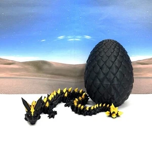 3d Printed Articulated Dragon, 12" Black & Gold Crystal Fidget Dragon Toy - Picture 1 of 9