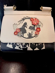 Loungefly Disney Alice in Wonderland Floral Silhouette Portrait Cream Handbag - Picture 1 of 12