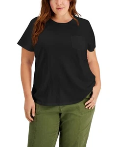 Style & Co Cotton Pocket T-Shirt V Neck Deep Black SZ XL - Picture 1 of 3