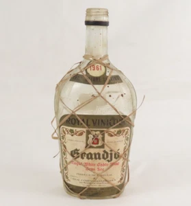 *WIE BESEHEN* Vintage Royal Vinicola Granjo Weinflasche Bast umwickelt Glas NEEDS TLC - Bild 1 von 7