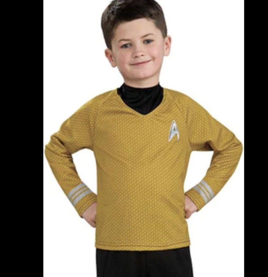 CAMISA PANTALÓN HALLOWEEN DISFRAZ NIÑO CAPITÁN KIRK STAR TREK DORADO TALLA M 8-10  Foto 1 de 3