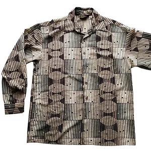 Monzini Collection Shirt L/S Button Front Shirt Groovy Psychedelic Geometric - L - Picture 1 of 10