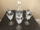 Etched Crystal, D?Arques Decanter, Florence Satin Pedal, W 5 Matching Goblets