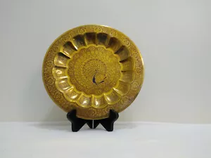 Vintage Messing Pfau Wandteller Emaille Intarsien Kunstwerk 10 1/2" Durchmesser - Bild 1 von 8