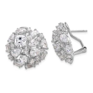 925 Sterling Silver Cushion-cut Marquise Cut CZ Dome Post Omega Clip Back Stu... - Picture 1 of 4