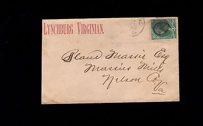 NEWSPAPER Lynchburg Virginian Circa 1878 Fancy Cancel Solid Cover 3s - Image 1 of 2