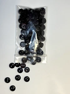 100 count 2-hole matte black resin shirt buttons, sewing supplies crafts jewerly - Picture 1 of 4