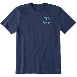 Life is Good. Men's Yes Chef Short Sleeve Crusher Tee, Darkest Blue - Picture 1 of 2