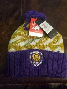 Adidas Orlando City- MLS  Soccer Pom Beanie Toboggan - Boys Size - (8-20) - NWT - Picture 1 of 4