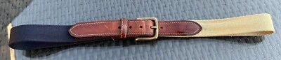 Cinturón vintage TOMMY HILFIGER para hombre beige azul marino excedente EE. UU. talla 38 Foto 1 de 4