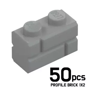 LEGO 50x Perfil de Albañilería de Ladrillo Modificado 1x2 Gris Piedra Mediano 6000066 98283 - Imagen 1 de 1
