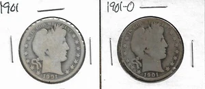 Lot of 2 Barber Half Dollars : 1901 1901-O - Picture 1 of 2