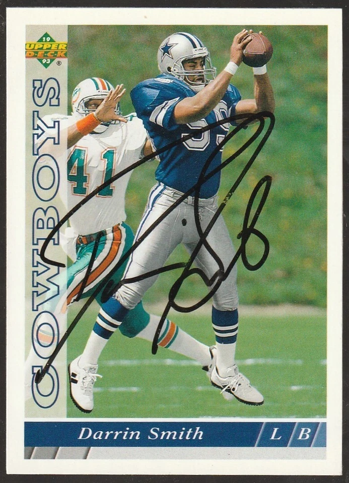 1993 Upper Deck football #483 Darrin Smith IP autograph signed card - Image 1 of 1