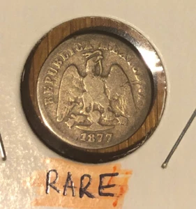 Moneda de Plata ""escasa"" 1877 Pi H México 10 Centavos-KM#403.9-San Luis Potosí como nueva - Imagen 1 de 4