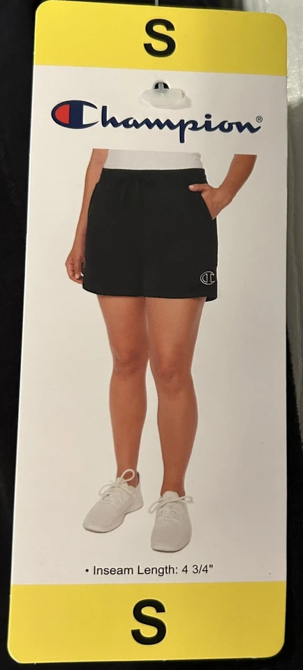 Champion Fleece Athletic Shorts 5" Inseam Pull On Drawstring Waist Medium Black