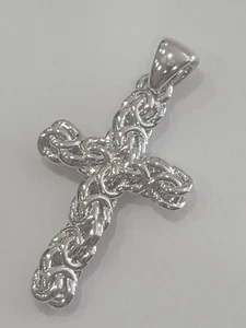 Milor 14k White Gold Over Resin Byzantine Cross Pendant - Picture 1 of 5