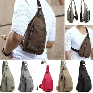 Canvas Sling Satchel Bag – Cross Body Chest and Messenger Bag - Picture 1 of 21