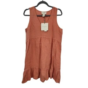 Neu Neu mit Etikett Cynthia Rowley 100 % Leinen Mini Babydoll Kleid Größe Large - Bild 1 von 4