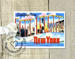 Hang Tags GREETINGS FROM LONG ISLAND POSTCARD TAGS or MAGNET #G 7 Gift Tags - Picture 1 of 9