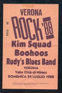KIM SQUAD + BOOHOOS - Not Moving- Concert Ticket - Verona Rock, 24 Luglio 1988 - Picture 1 of 2