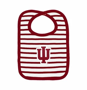 Indiana Hoosiers Striped Bib Newborn Baby 100% Cotton Zelcro Closure NEW - Picture 1 of 1