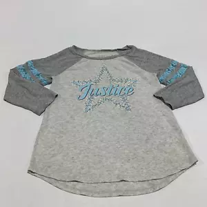 Womens Justice Long Sleeve Gray T Shirt Size 12 EUC - Picture 1 of 4