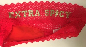 Victorias Secret ROSA Rosso 'Extra Piccante' Grafico Perizoma Panty Taglia S Pizzo Animale - Foto 1 di 12
