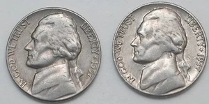 1957-P-D Jefferson Nickel year set of 2 coins, no S mint made Free Shipping - Picture 1 of 2