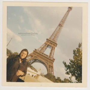 Charming Tilted Snapshot Lady in Black w/ Eiffel Tower in Her Unique Frame Photo - Bild 1 von 7