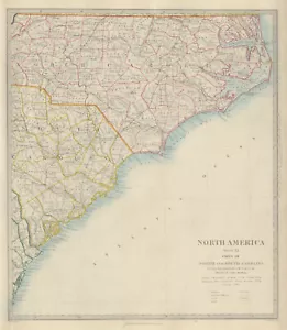 NORTH & SOUTH CAROLINA COAST Charleston Cape Hatteras Fear Lookout SDUK 1874 map - Picture 1 of 2