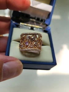 2.48 Ctw Multicolor Multi-shape & Round Diamond Ring 18k Rose Gold Size 6.5 - Picture 1 of 6