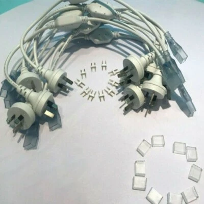 12 Power Cord + 12 Pins Connector + 12 End Cap for 8x17mm LED Rope Light 220V - Image 1 of 4