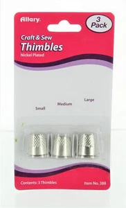 2 x 3pk Allary THIMBLES | Craft & Sew | Size Small Medium Large | Nickel Metal - Picture 1 of 2