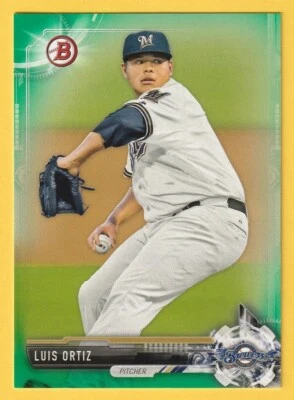 2017 BOWMAN PROSPECTS GREEN LUIS ORTIZ #BP128 MILWAUKEE BREWERS PARALLEL #'D/99 - Image 1 of 2