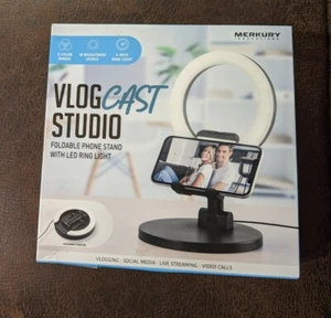 Merkury Vlog Cast Studio Kit - Foldable Phone Stand, LED Ring Light **NEW OPEN** - Picture 1 of 6