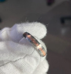 Anello robusto in rame e titanio a spazzola, fede nuziale, larghezza 5 mm, su ordinazione - Foto 1 di 8