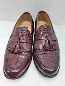 Mocassini slip-on rosso nappa Stacy Adams Kiltie borgogna taglia 10,5 - Foto 1 di 10