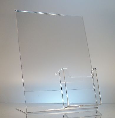 5 Acrylic 8-1/2x11 Slanted Sign Holders With 4x9 Tri-Fold Brochure Holder • 36.66£