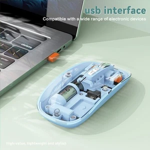 Transparent Wireless Mouse with Adjustable 2400DPI and Rechargeable Battery - Picture 1 of 63