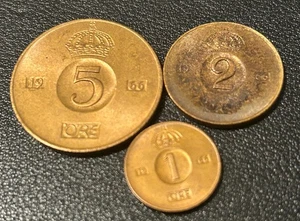 Suecia 1966 1 2 y 5 minerales 1 y 5 son BU (BONITO) - Imagen 1 de 2