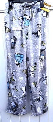 Peanuts SNOOPY WOODSTOCK Snowflakes Shovel Puffer LOUNGE PAJAMA PANTS Men’s S-XL - Image 1 of 4