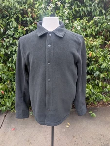 LULULEMON FLEECE L/S OVERSHIRT MEN'S LARGE BLACK COLLARED SNAP BUTTONS - Picture 1 of 6