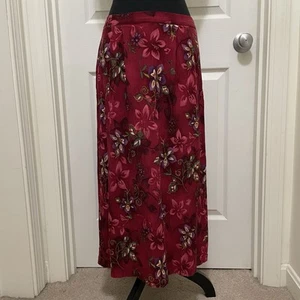 Vintage Jaclyn Smith Maxi Skirt Burgundy Floral Women’s Medium Cottage Boho 90s - Picture 1 of 8