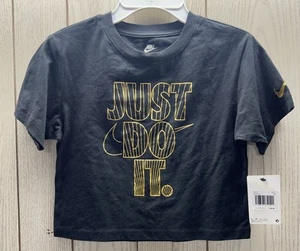Nike Shine Boxy Tee Shirt Black NWT Size 6x Large Girls - Picture 1 of 7