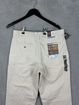Pantalones Cherokee Ultimate caqui para hombre 32x32 beige frente plano cintura cómoda Nano-Tex Foto 1 de 4