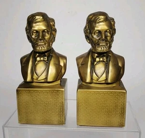 Vintage Abraham Lincoln Brass Bookends-Pair-Philadelphia Mfg. Co. - Picture 1 of 7