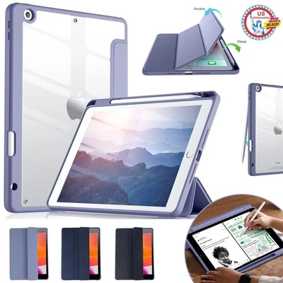 Leather Case Clear Back Cover For iPad 9th 8th 7th Gen 10.2" /Air 3 /Pro 10.5" - Image 1 of 4