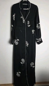 NEXT x Emma Willis Size 8 Tall Maxi Shirt Dress Monochrome Floral Button Down - Picture 1 of 11
